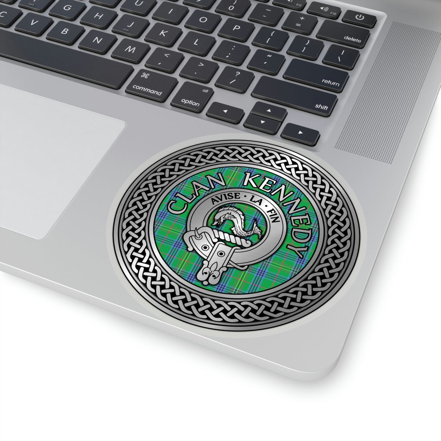 Clan Kennedy Crest & Tartan Knot Kiss-Cut Stickers