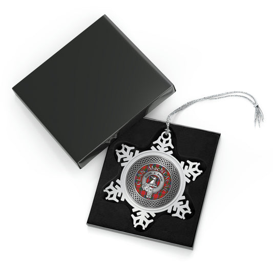 Clan MacNeacail (MacNicol) Crest & Tartan Pewter Snowflake Ornament (AU/NZ only)