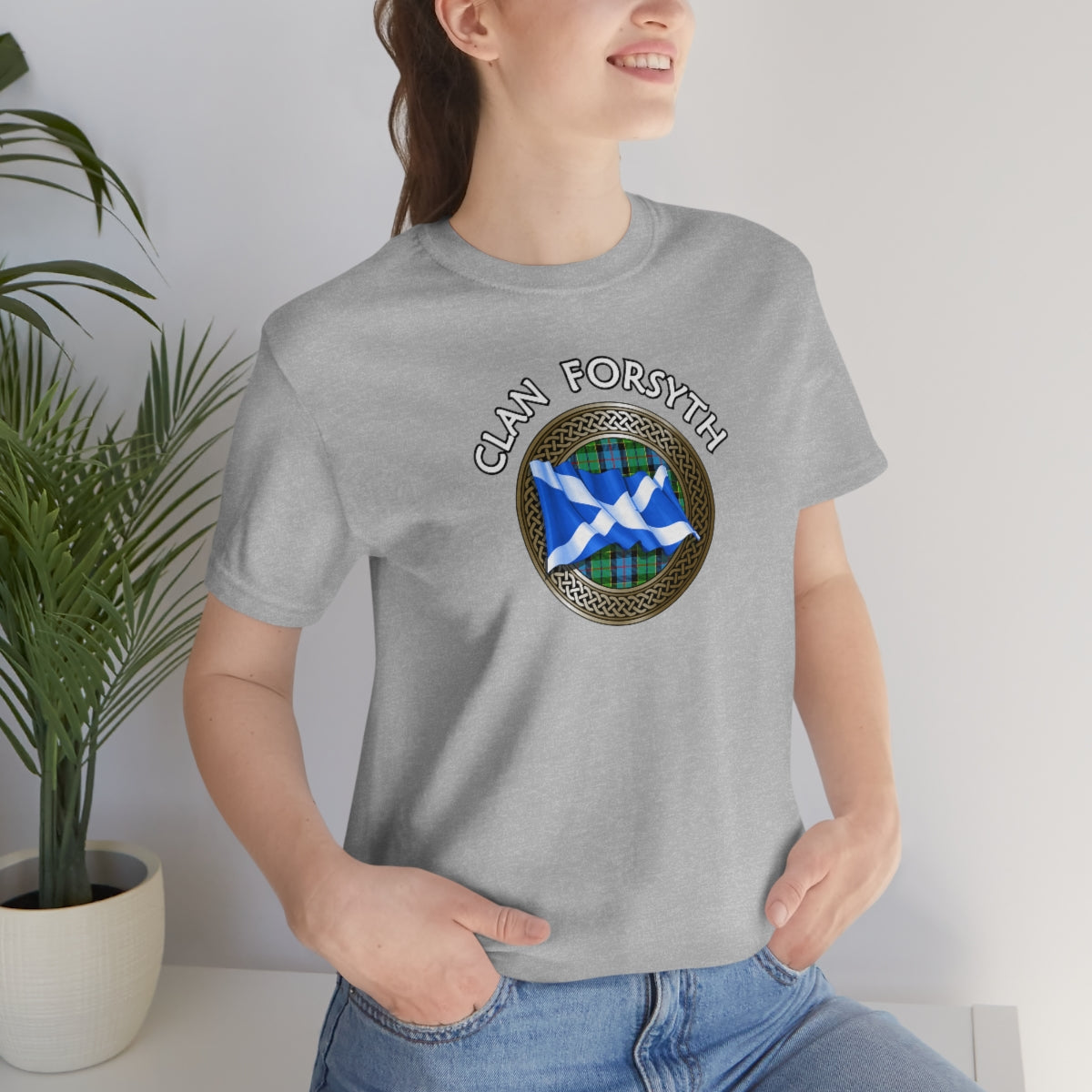 Clan Forsyth Tartan Knot & Flag T-Shirt