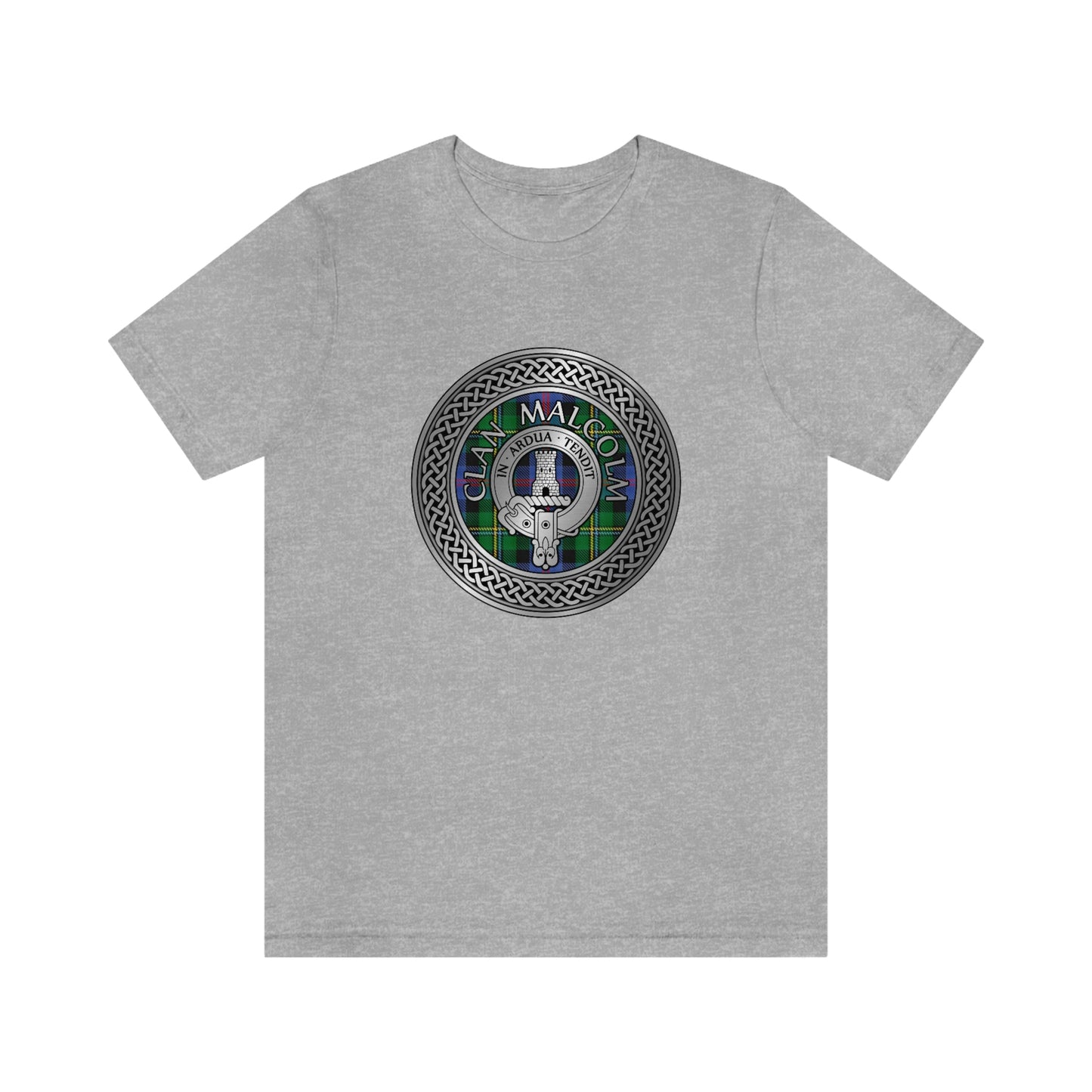 Clan Malcolm Crest & Tartan Knot T-Shirt