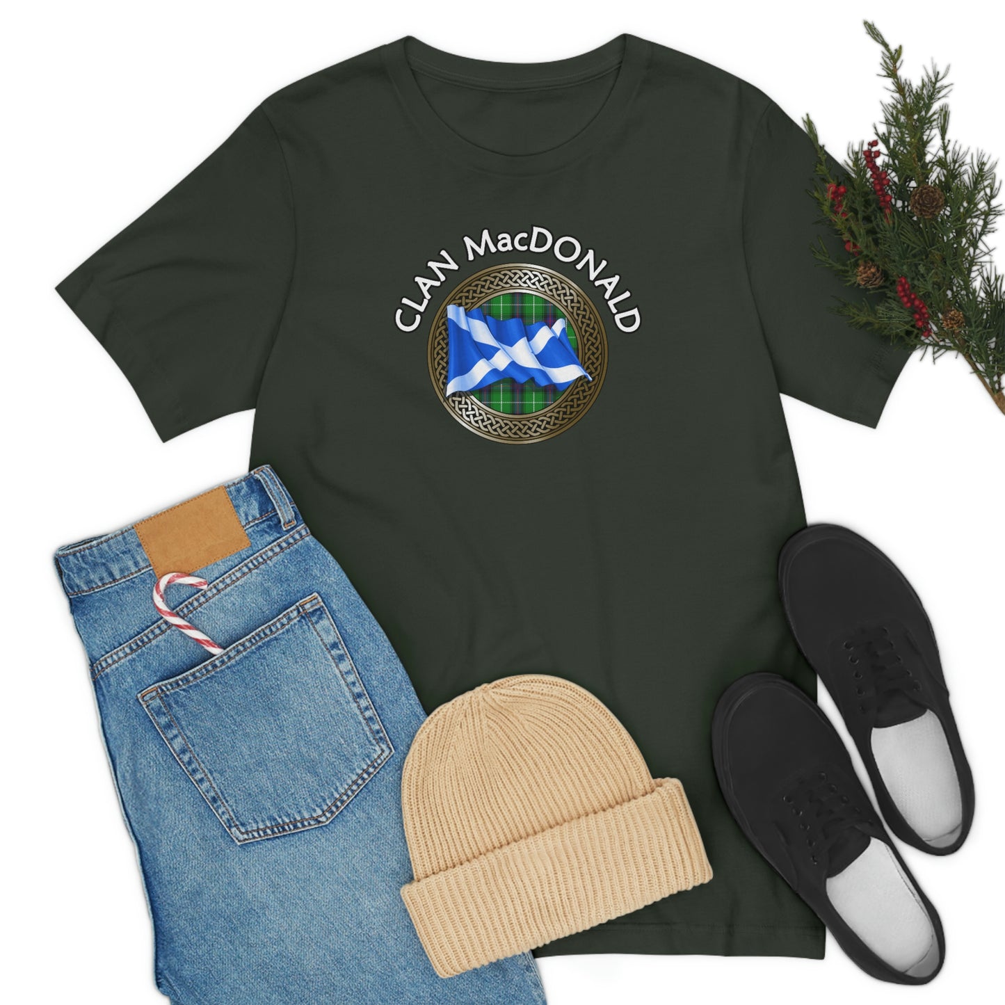 Clan MacDonald Tartan Knot & Flag T-Shirt