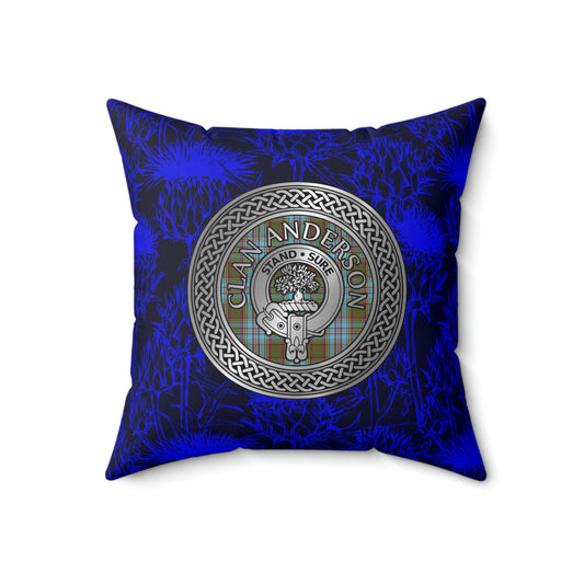 Clan Anderson Crest & Tartan Knot Spun Polyester Square Pillow