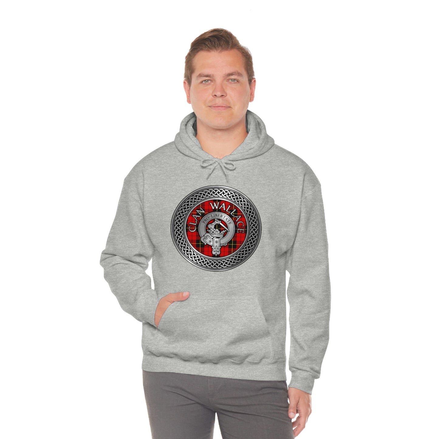 Clan Wallace Crest & Tartan Unisex Heavy Blend™ Hooded Sweatshirt