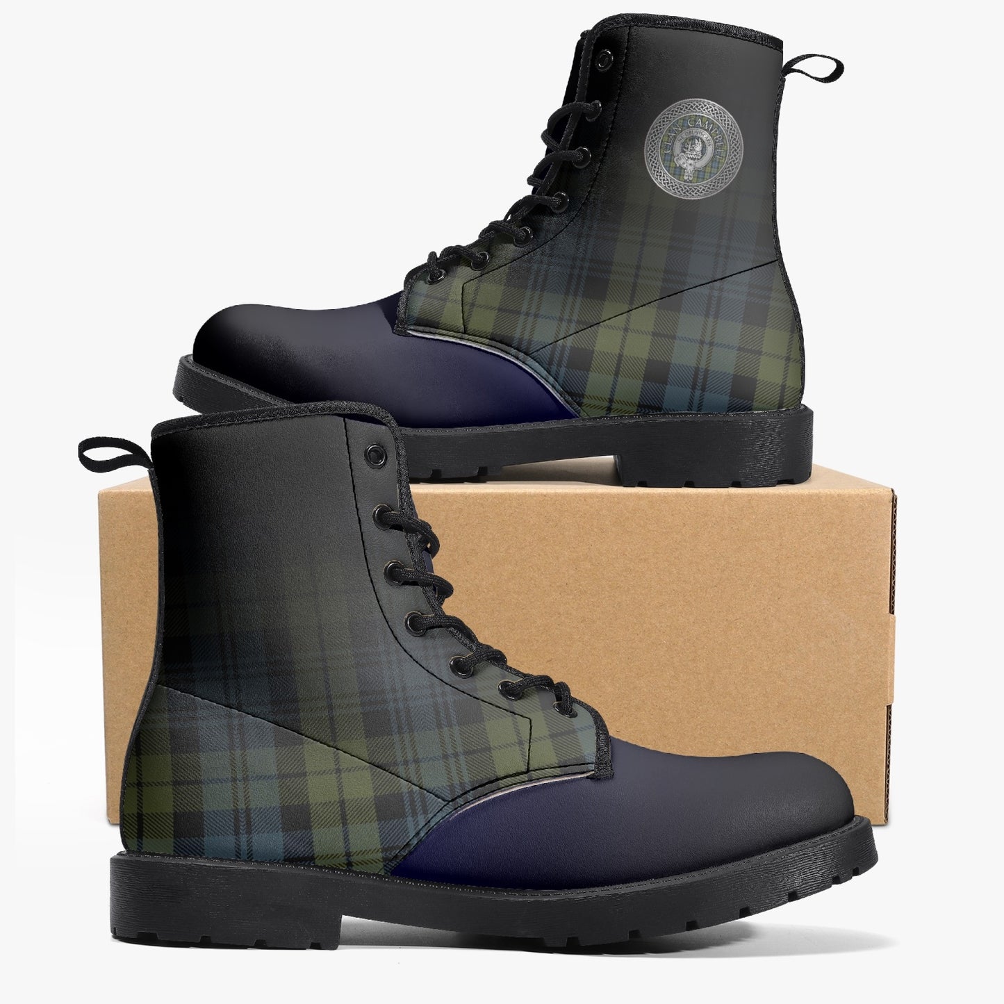 Clan Campbell Crest & Tartan Leather Boots