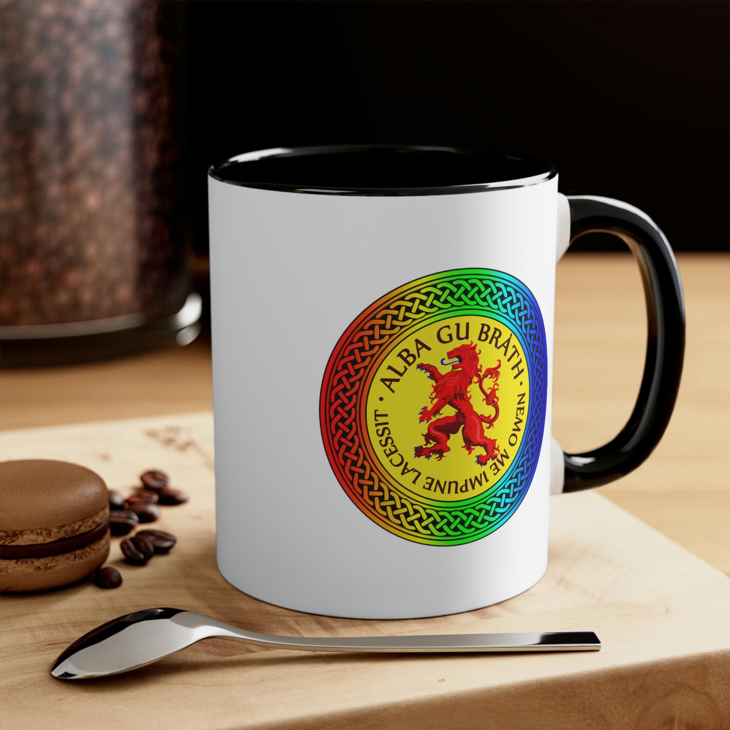 Alba Gu Brath Lion Rampant Rainbow Knot Accent Coffee Mug, 11oz