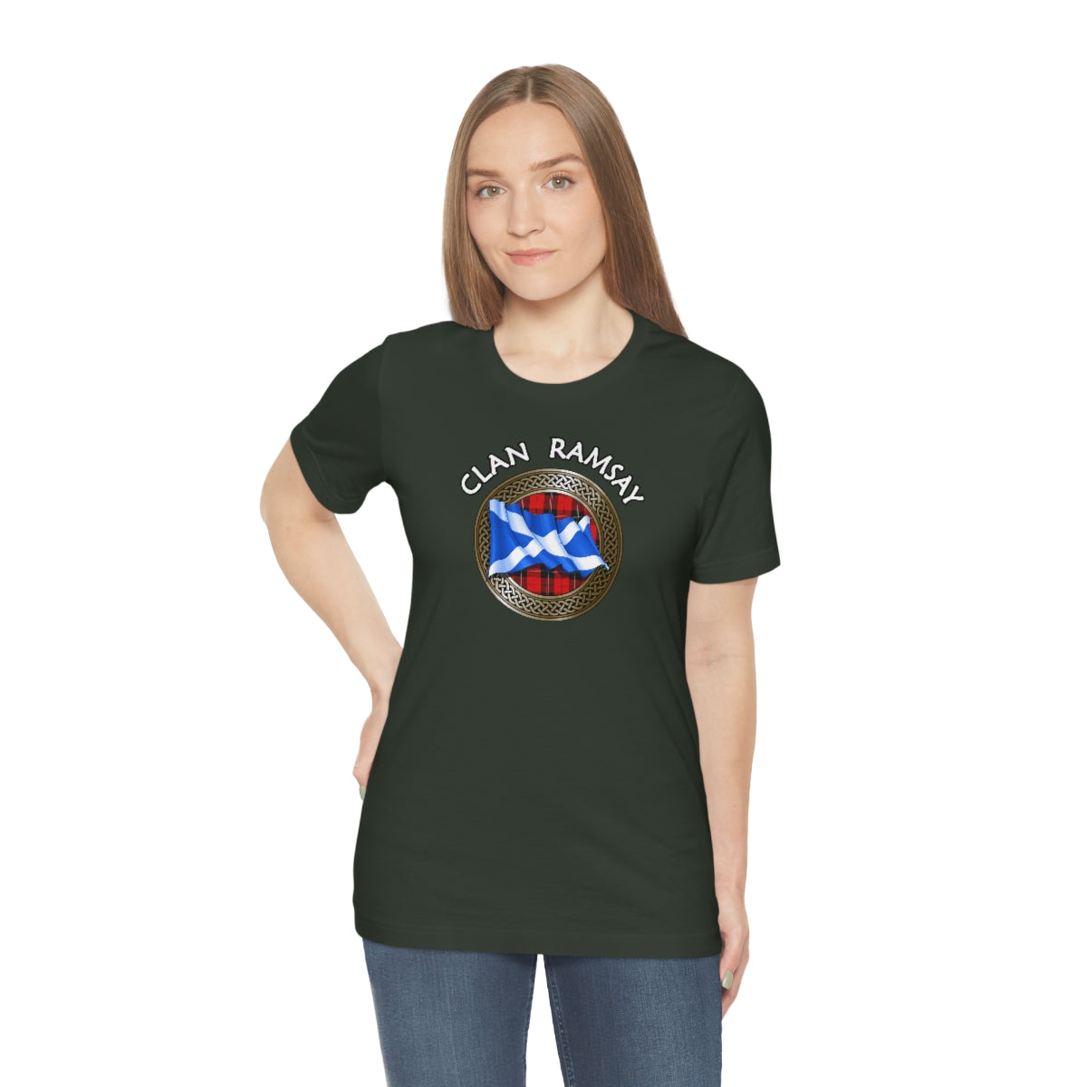 Clan Ramsay Tartan Knot & Flag T-Shirt