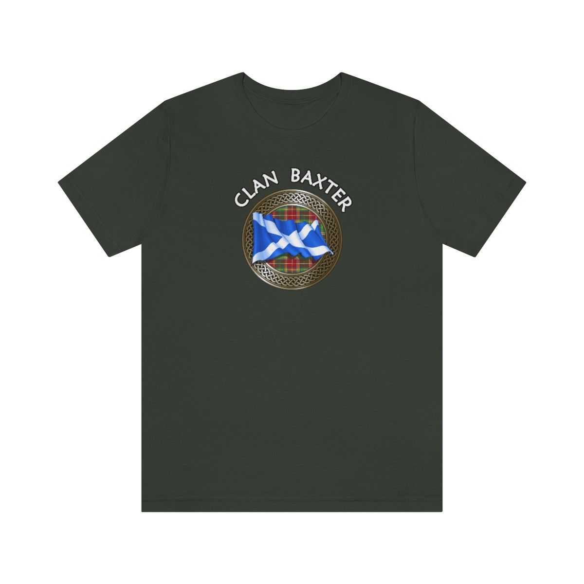 Clan Baxter Tartan Knot & Flag T-Shirt