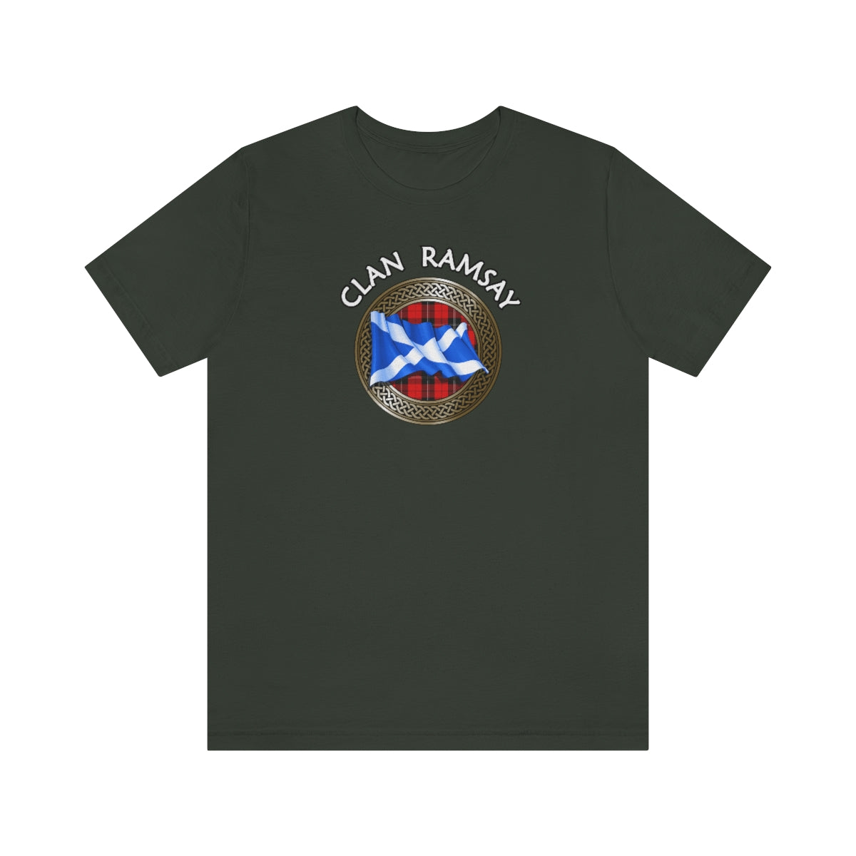 Clan Ramsay Tartan Knot & Flag T-Shirt