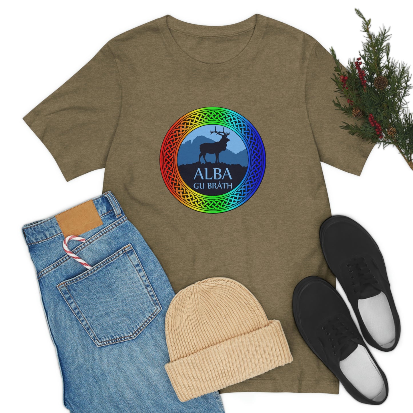 Alba Gu Brath Stag & Rainbow Knot T-Shirt