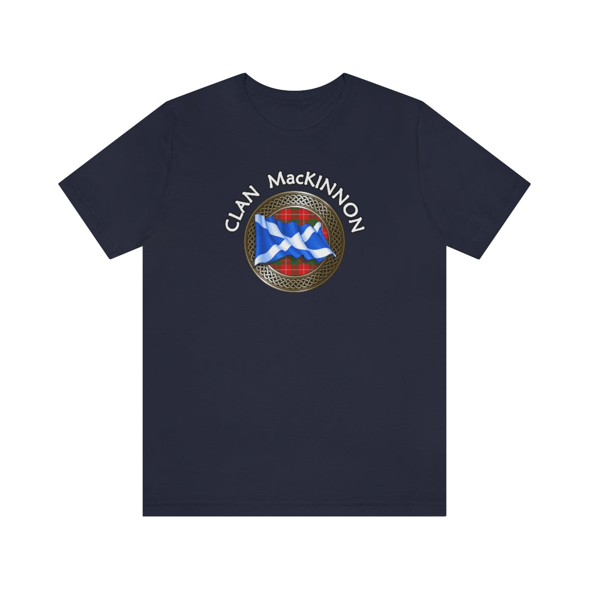 Clan MacKinnon Tartan Knot & Flag T-Shirt