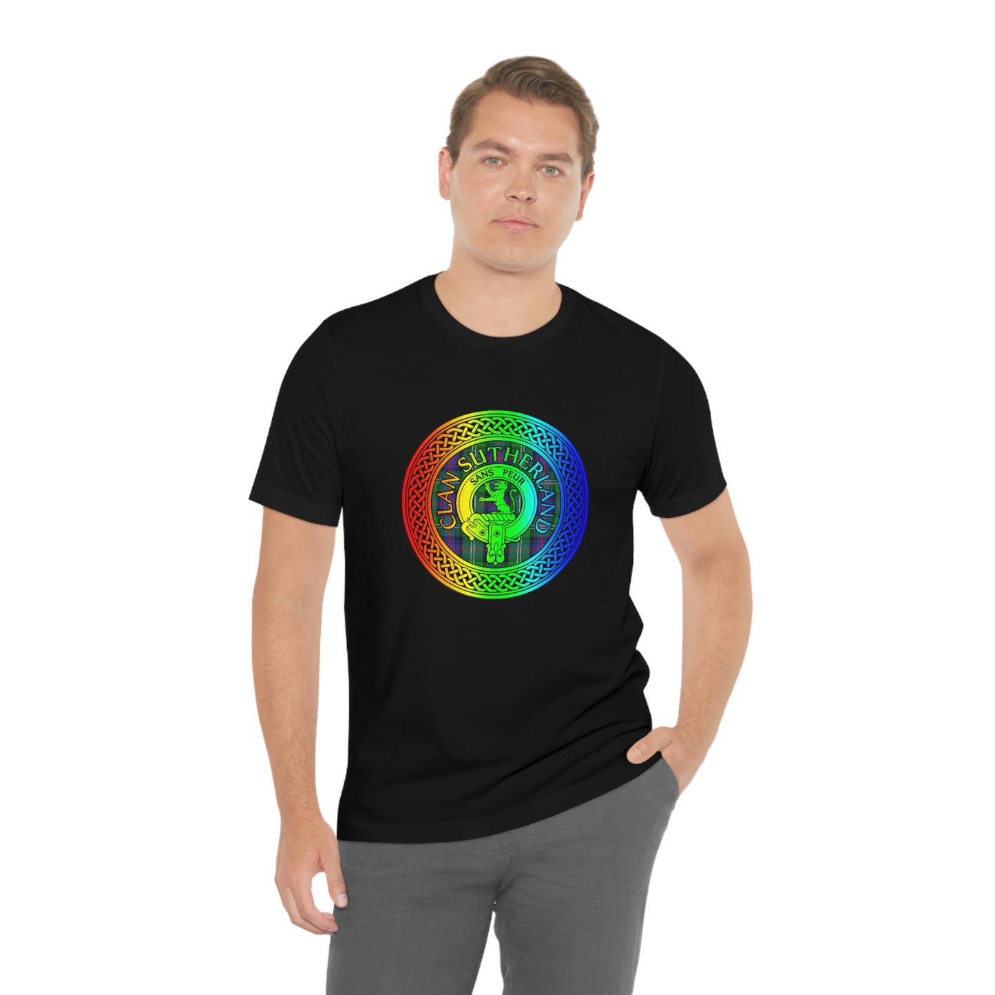 Clan Sutherland Rainbow Crest & Tartan Knot T-Shirt