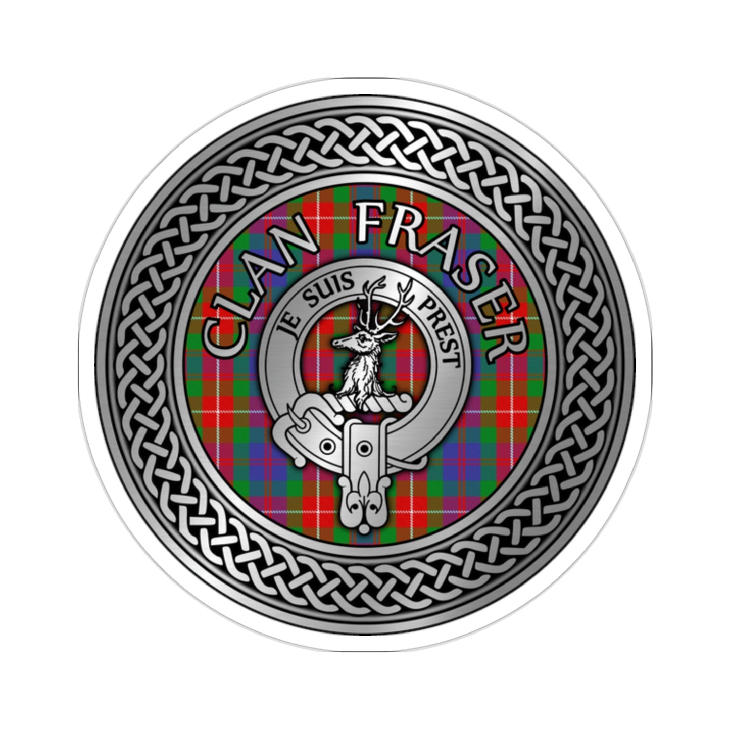 Clan Fraser Crest & Tartan Kiss-Cut Stickers