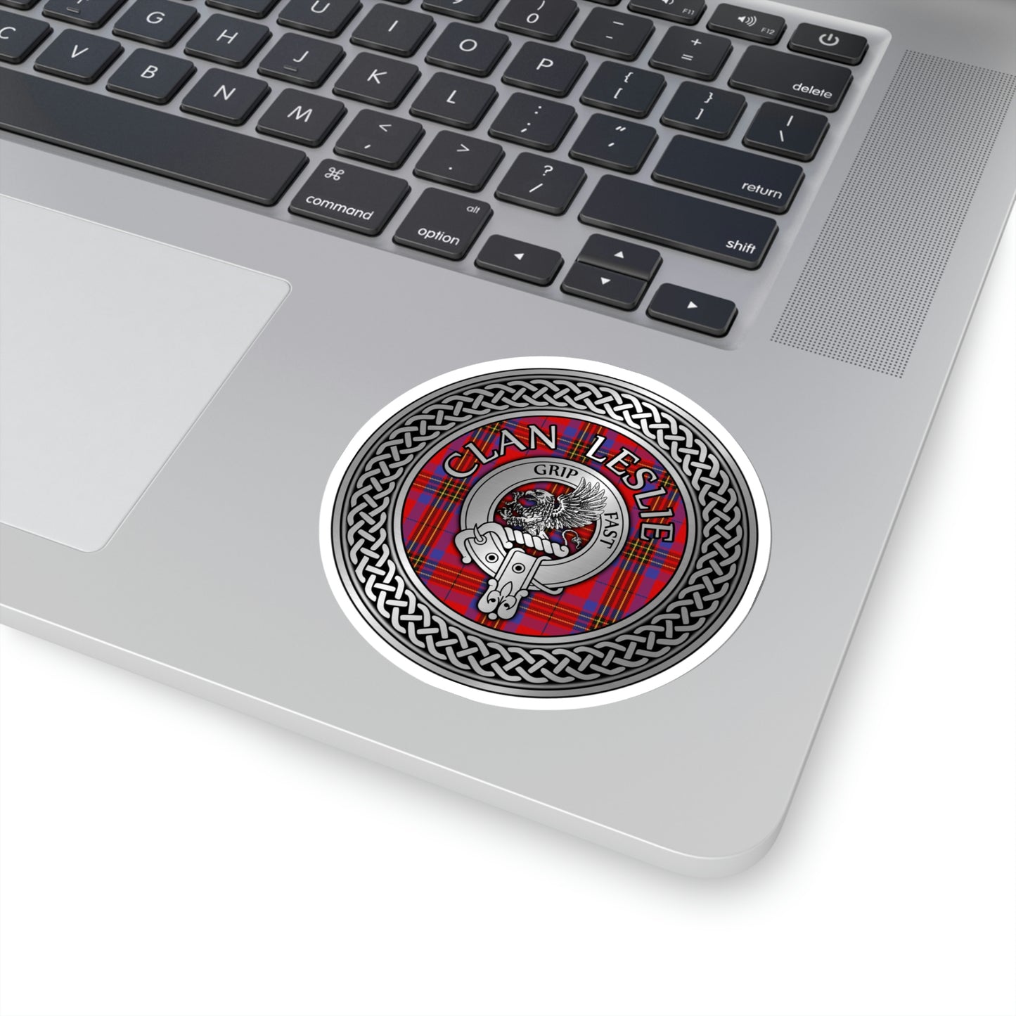 Clan Leslie Crest & Tartan Knot Kiss-Cut Stickers