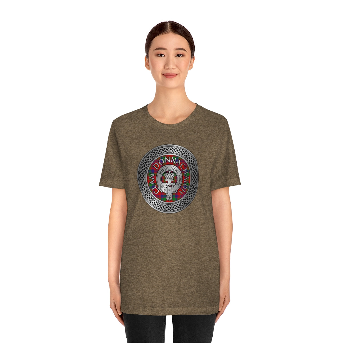 Clan Donnachaidh (Robertson) Crest & Tartan in Celtic Knot T-Shirt