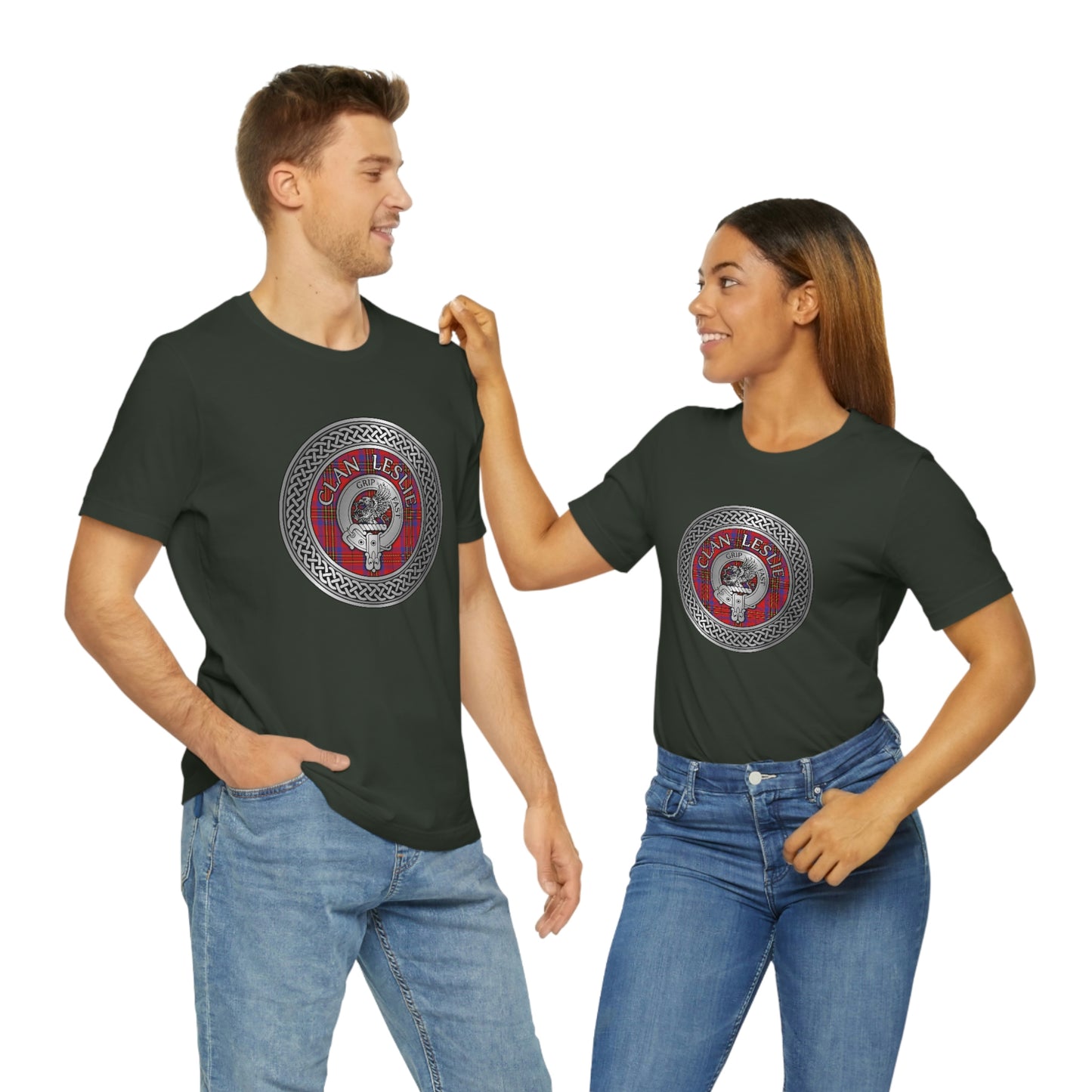 Clan Leslie Crest & Tartan Knot T-Shirt