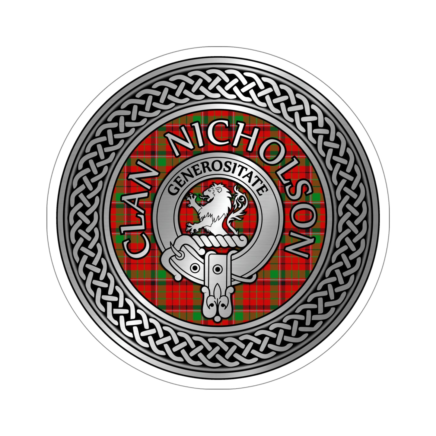 Clan Nicholson Crest & Tartan Knot Kiss-Cut Stickers