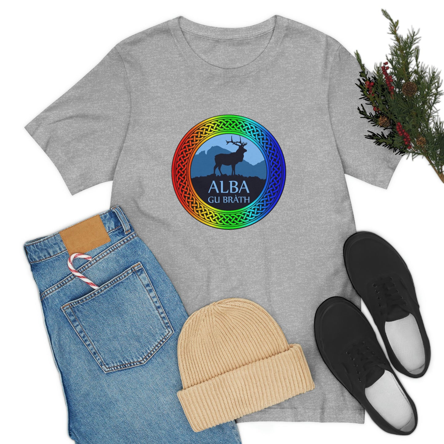 Alba Gu Brath Stag & Rainbow Knot T-Shirt