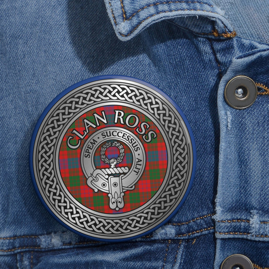 Clan Ross Crest & Tartan Pin Buttons