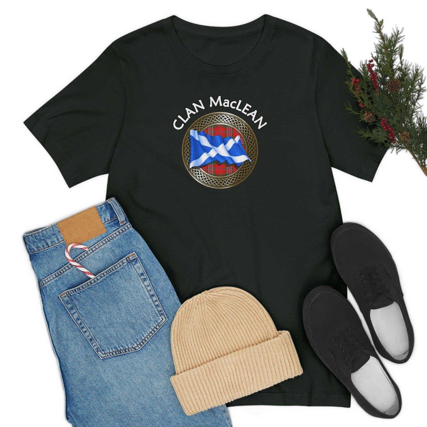 Clan MacLean Tartan Knot & Flag T-Shirt