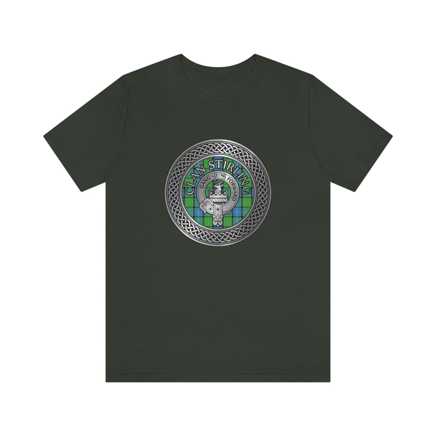 Clan Stirling Crest & Tartan Knot T-Shirt