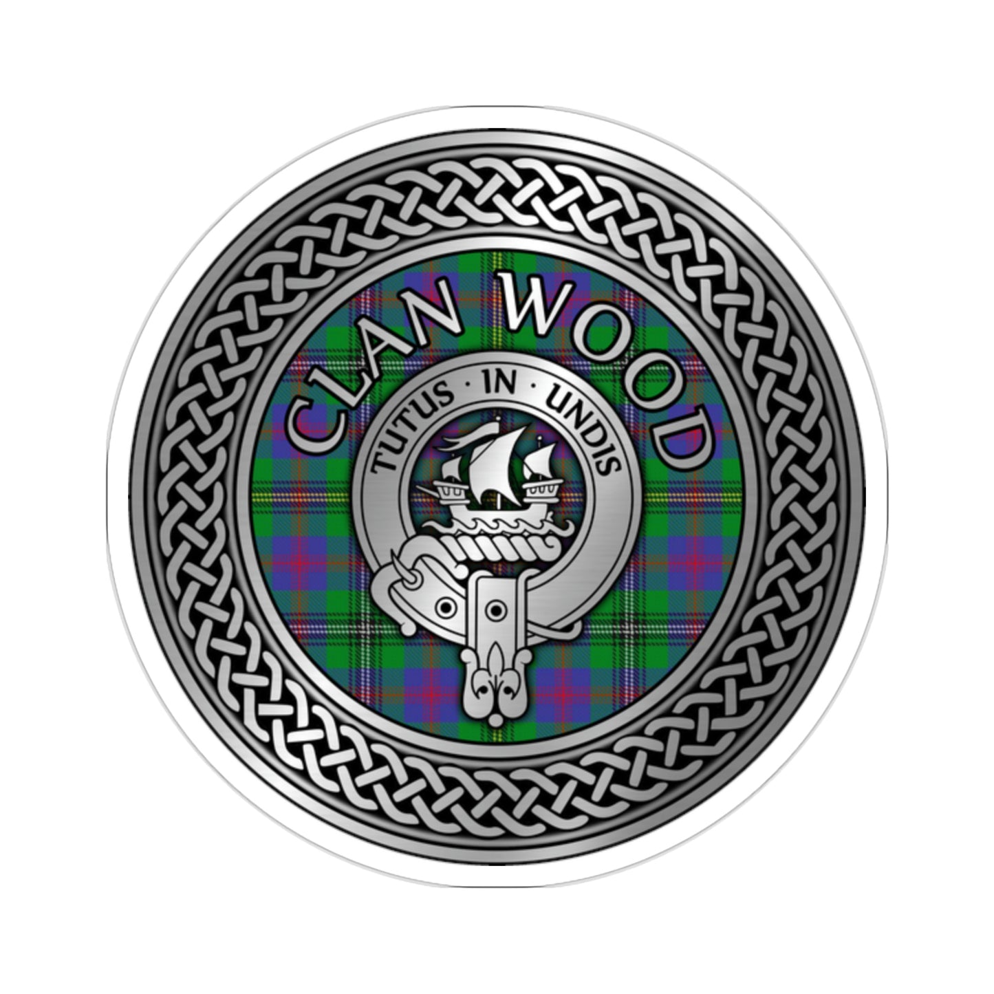 Clan Wood Crest & Tartan Kiss-Cut Stickers