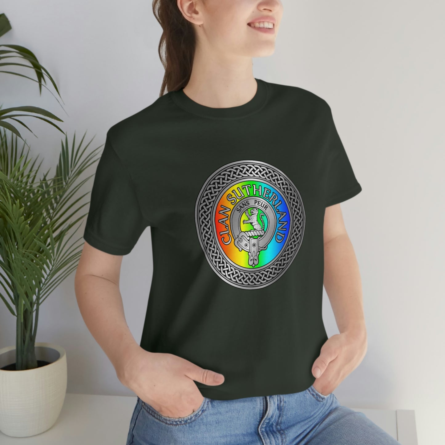 Clan Sutherland Crest & Rainbow Knot T-Shirt