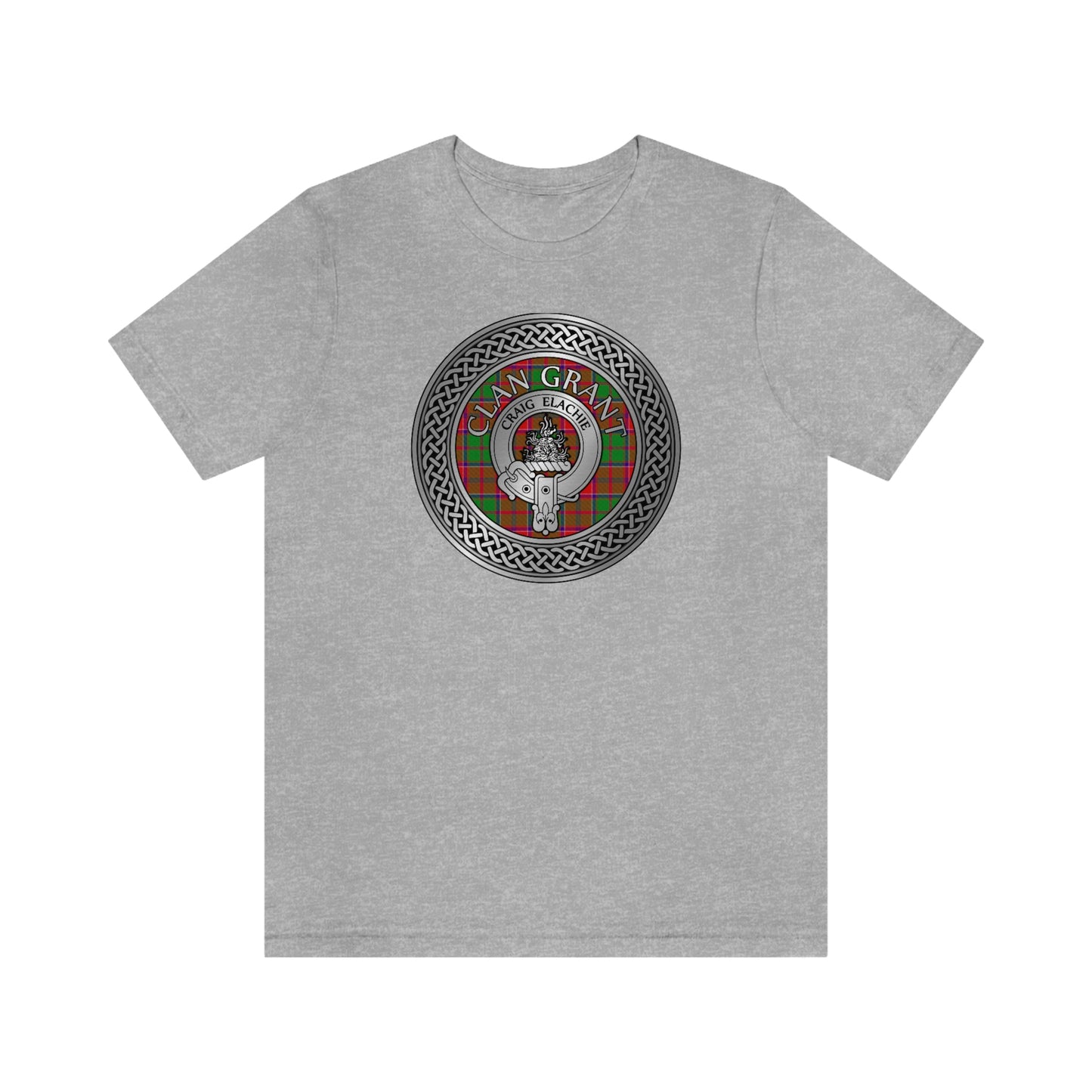 Clan Grant Tartan & Crest in Celtic Knot T-Shirt