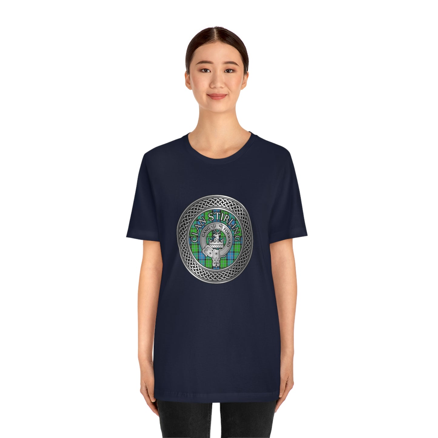 Clan Stirling Crest & Tartan Knot T-Shirt