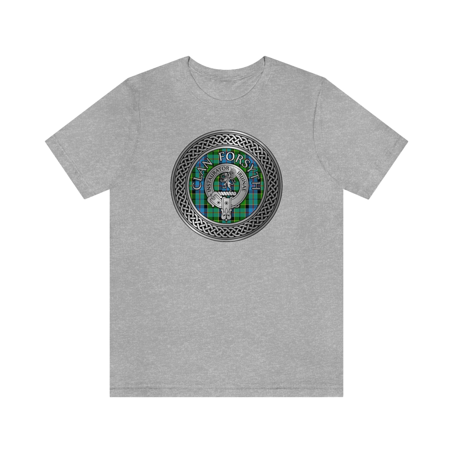 Clan Forsyth Tartan & Crest in Celtic Knot T-Shirt