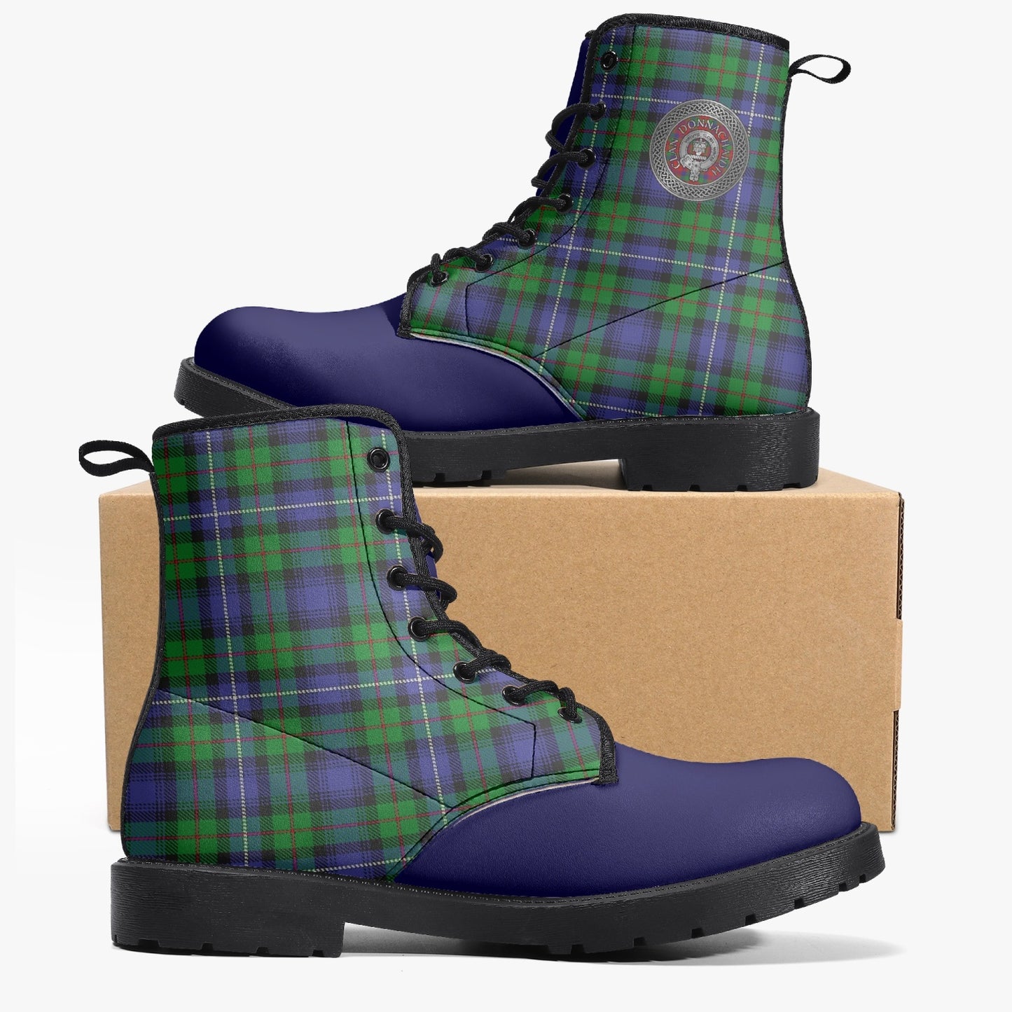 Clan Donnachaidh (Robertson) Crest & Hunting Tartan Leather Boots