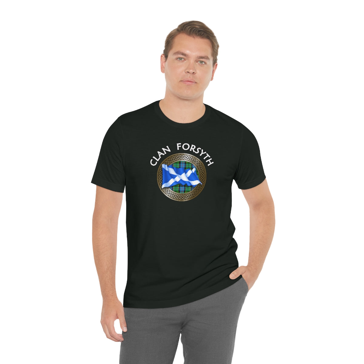 Clan Forsyth Tartan Knot & Flag T-Shirt