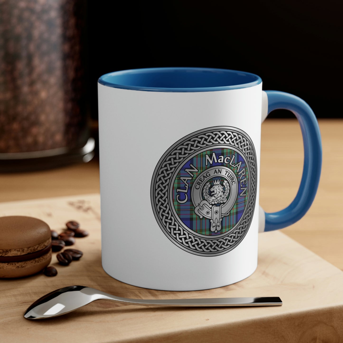 Clan MacLaren Crest & Tartan Accent Coffee Mug, 11oz