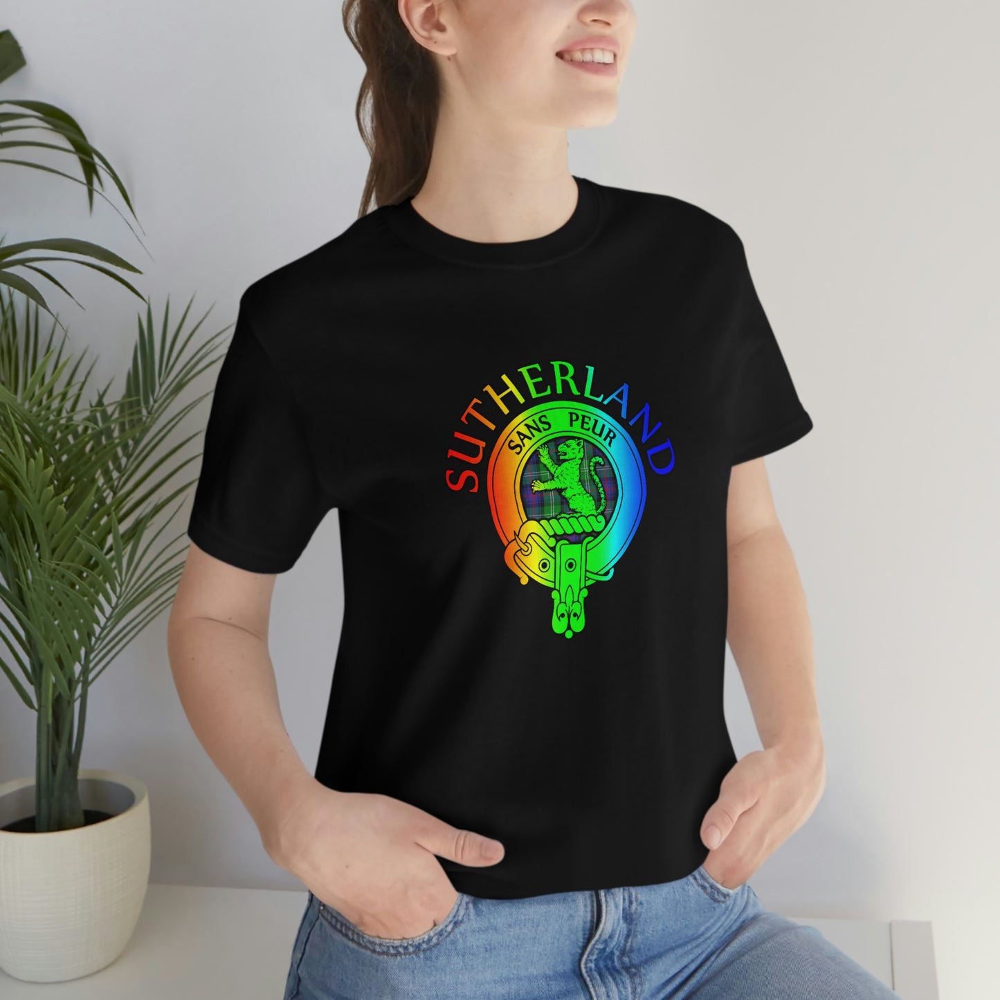 Clan Sutherland Rainbow Crest & Tartan T-Shirt