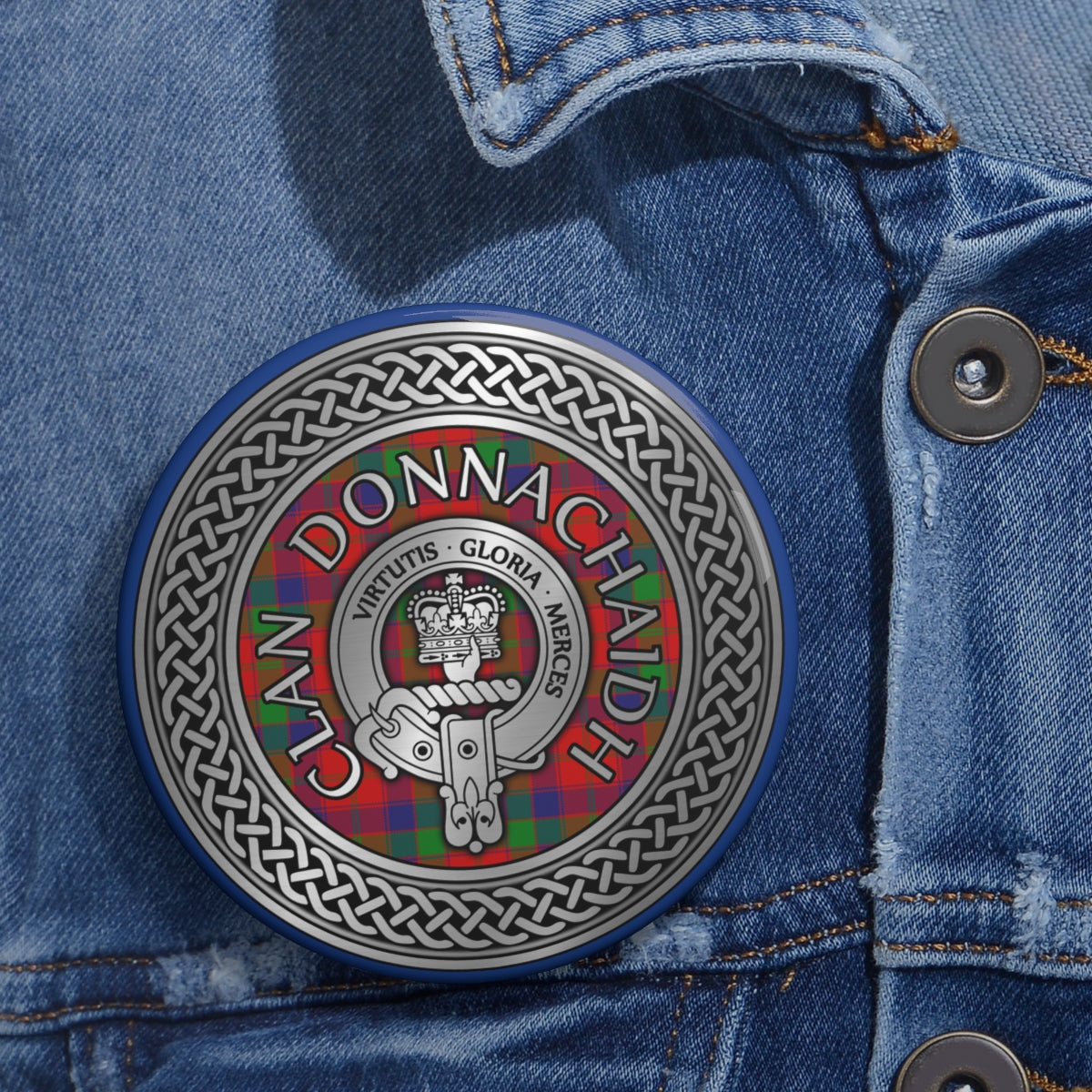 Clan Donnachaidh Crest & Tartan Pin Buttons