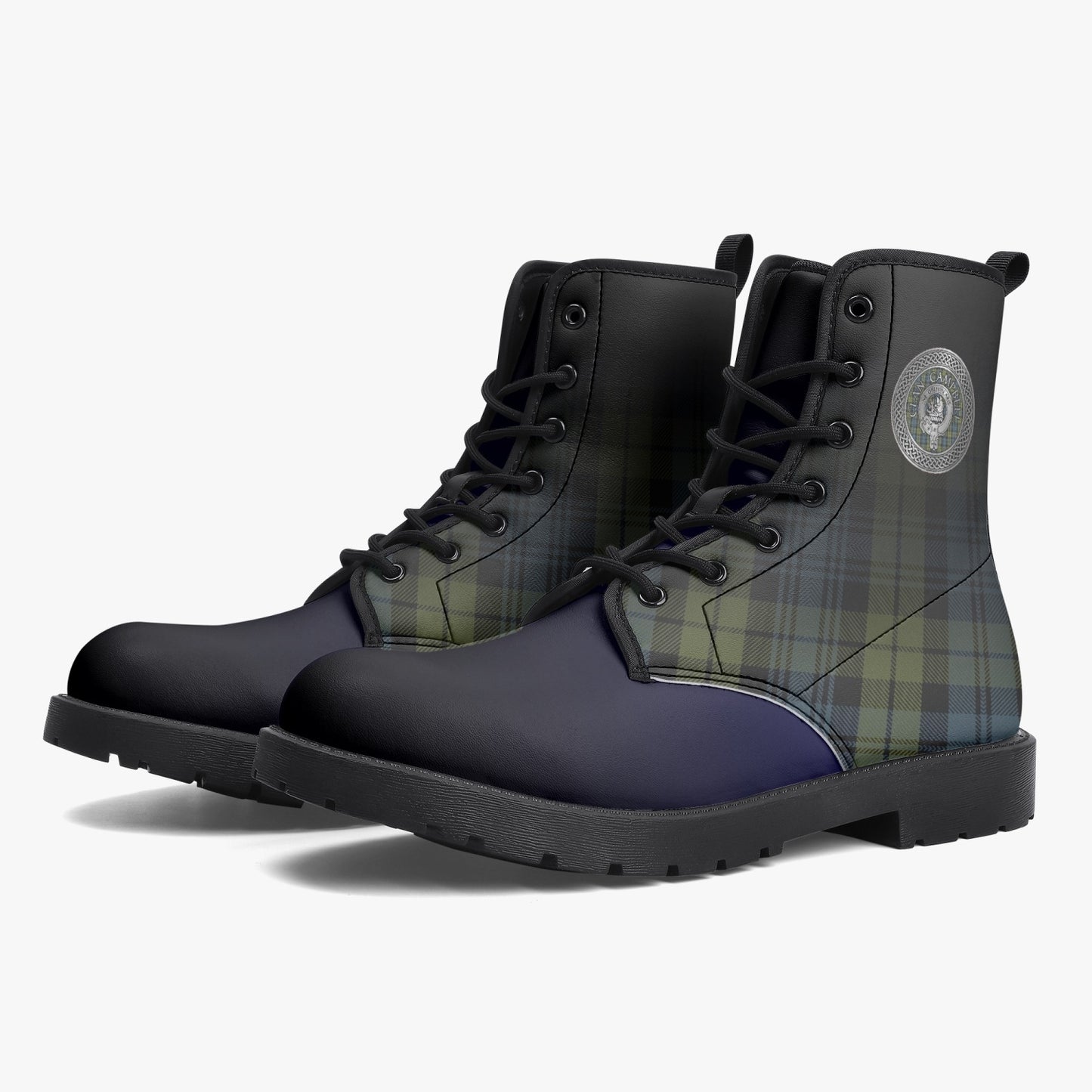 Clan Campbell Crest & Tartan Leather Boots