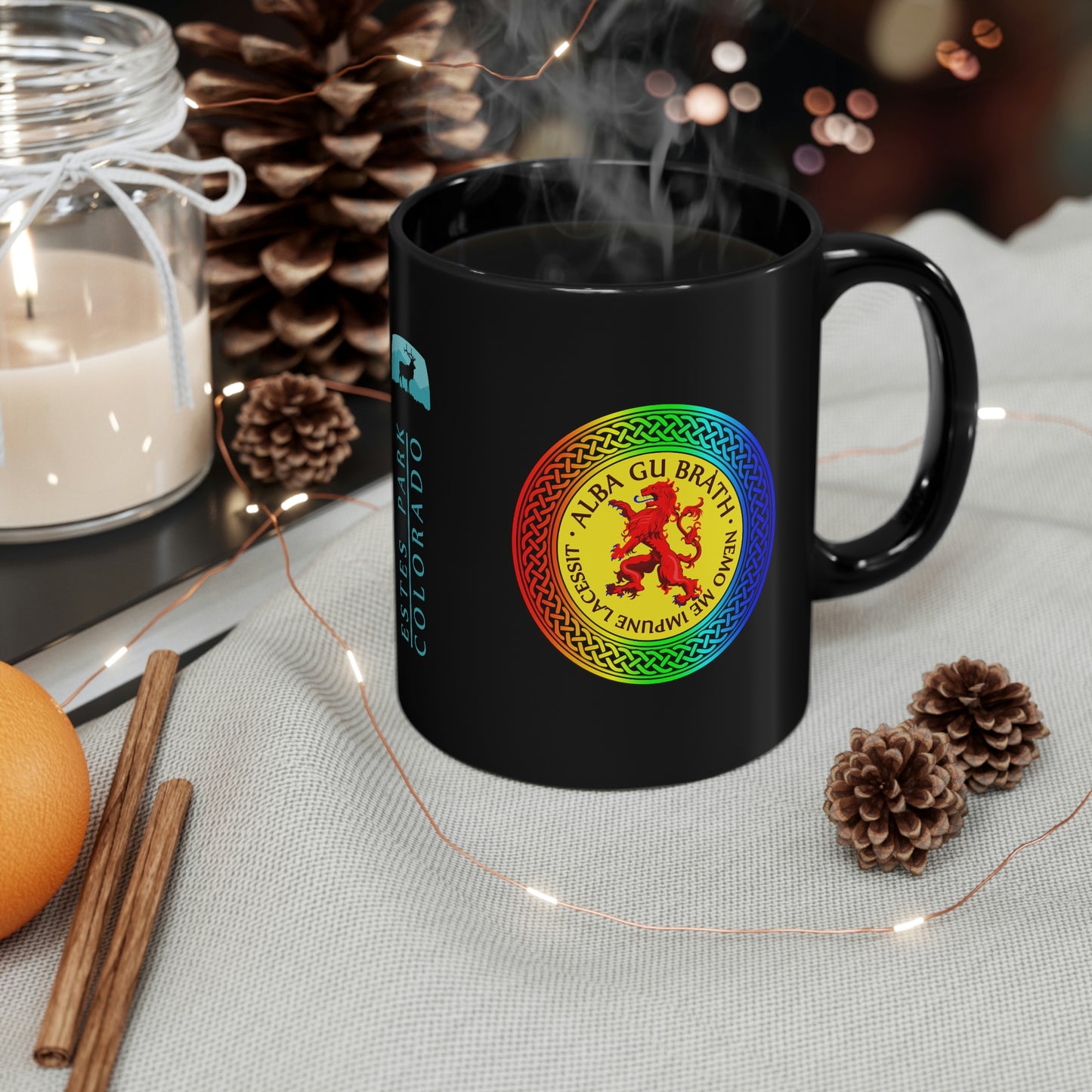 Demo - Estes Park / Alba Gu Brath Rainbow Crest 11oz Black Mug