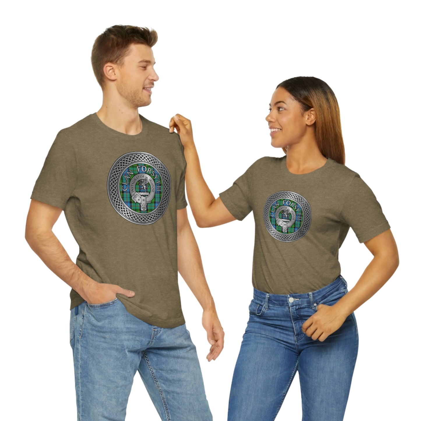 Clan Forsyth Tartan & Crest in Celtic Knot T-Shirt