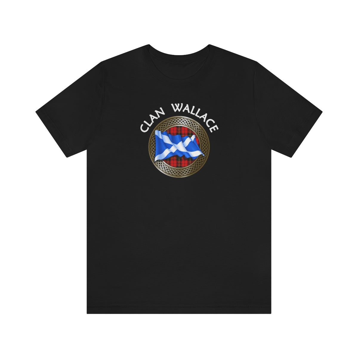 Clan Wallace Tartan Knot & Flag T-Shirt