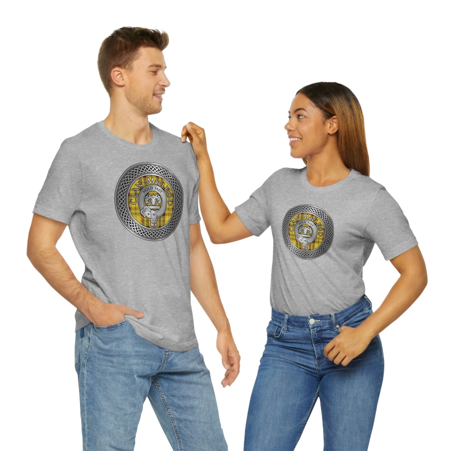 Clan MacLeod Tartan & Crest in Celtic Knot T-Shirt