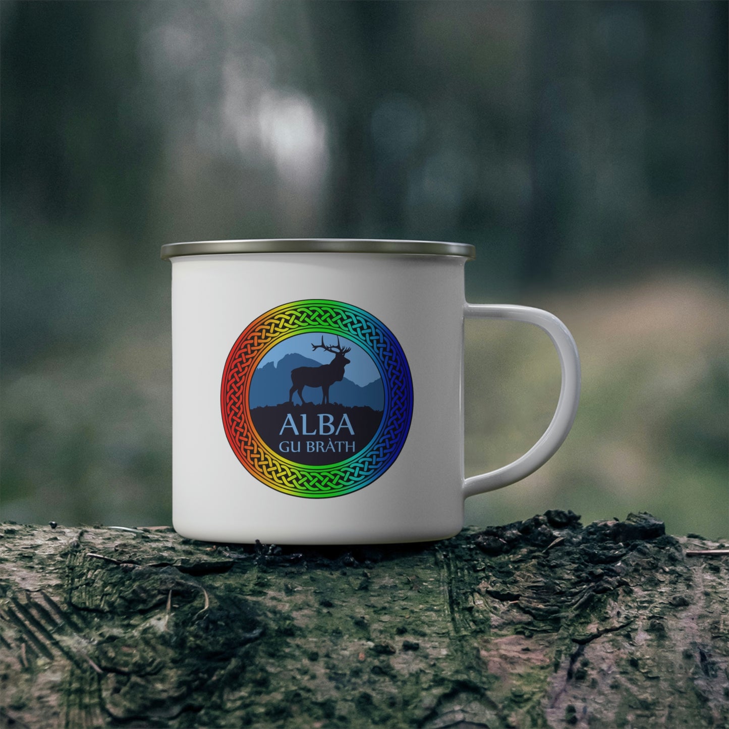 Alba Gu Brath Rainbow Knot Enamel Camping Mug