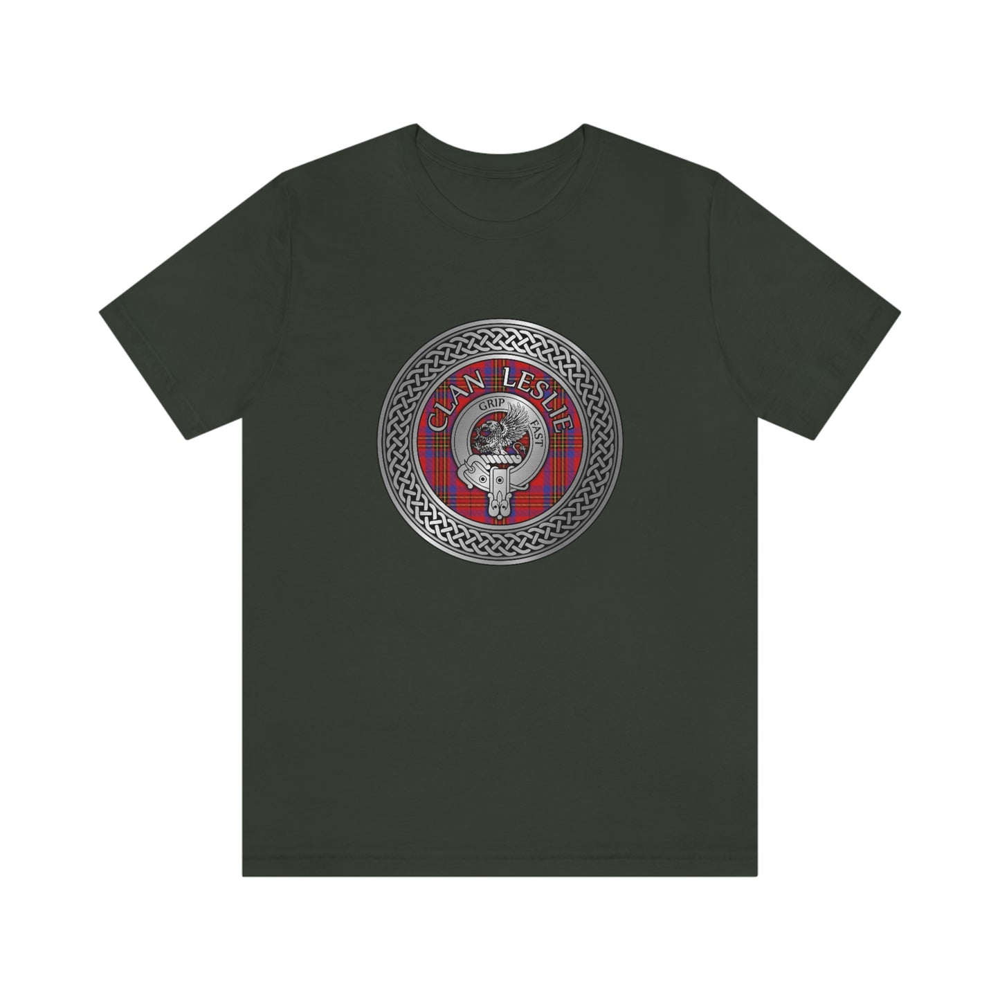 Clan Leslie Crest & Tartan Knot T-Shirt