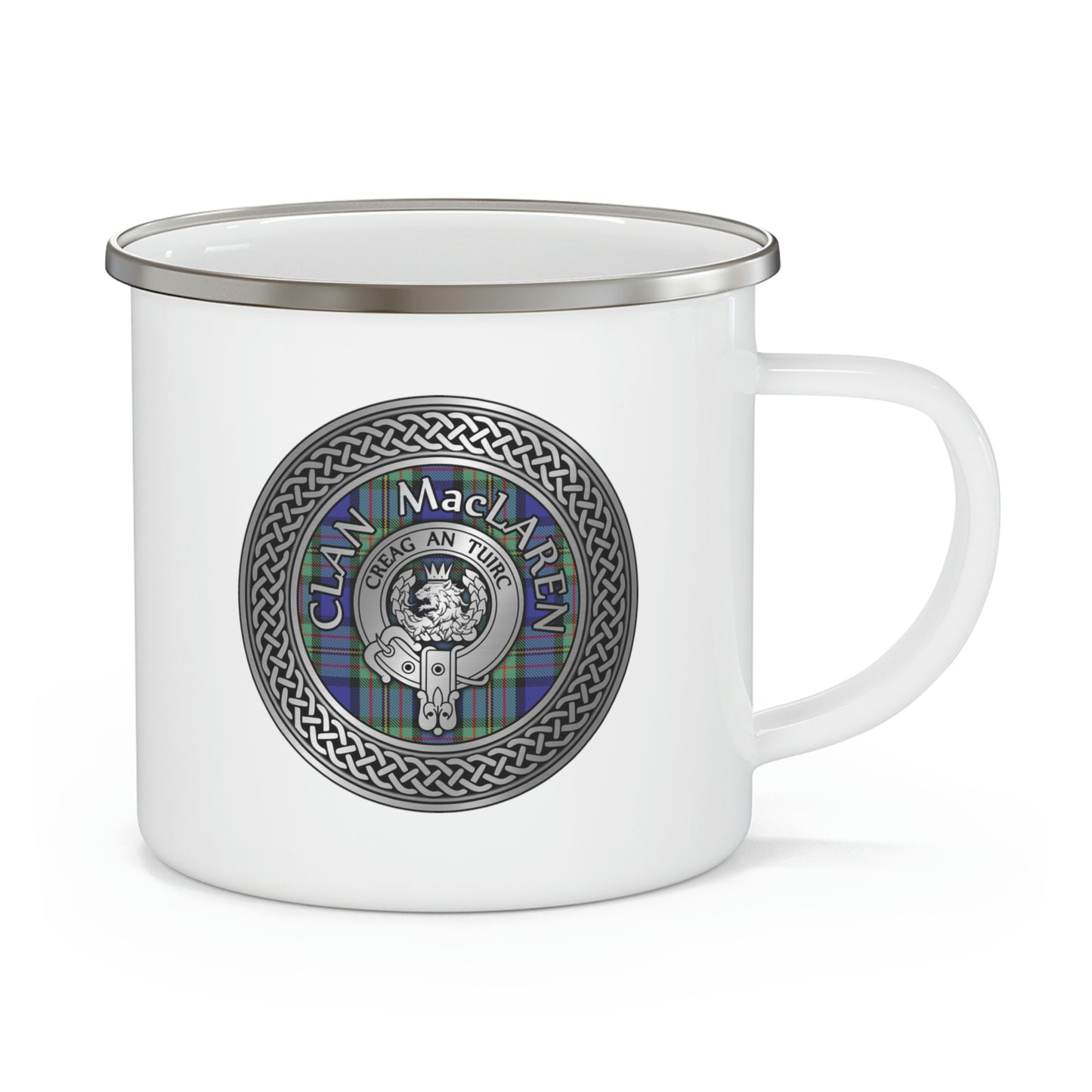 Clan MacLaren Crest & Tartan Enamel Camping Mug