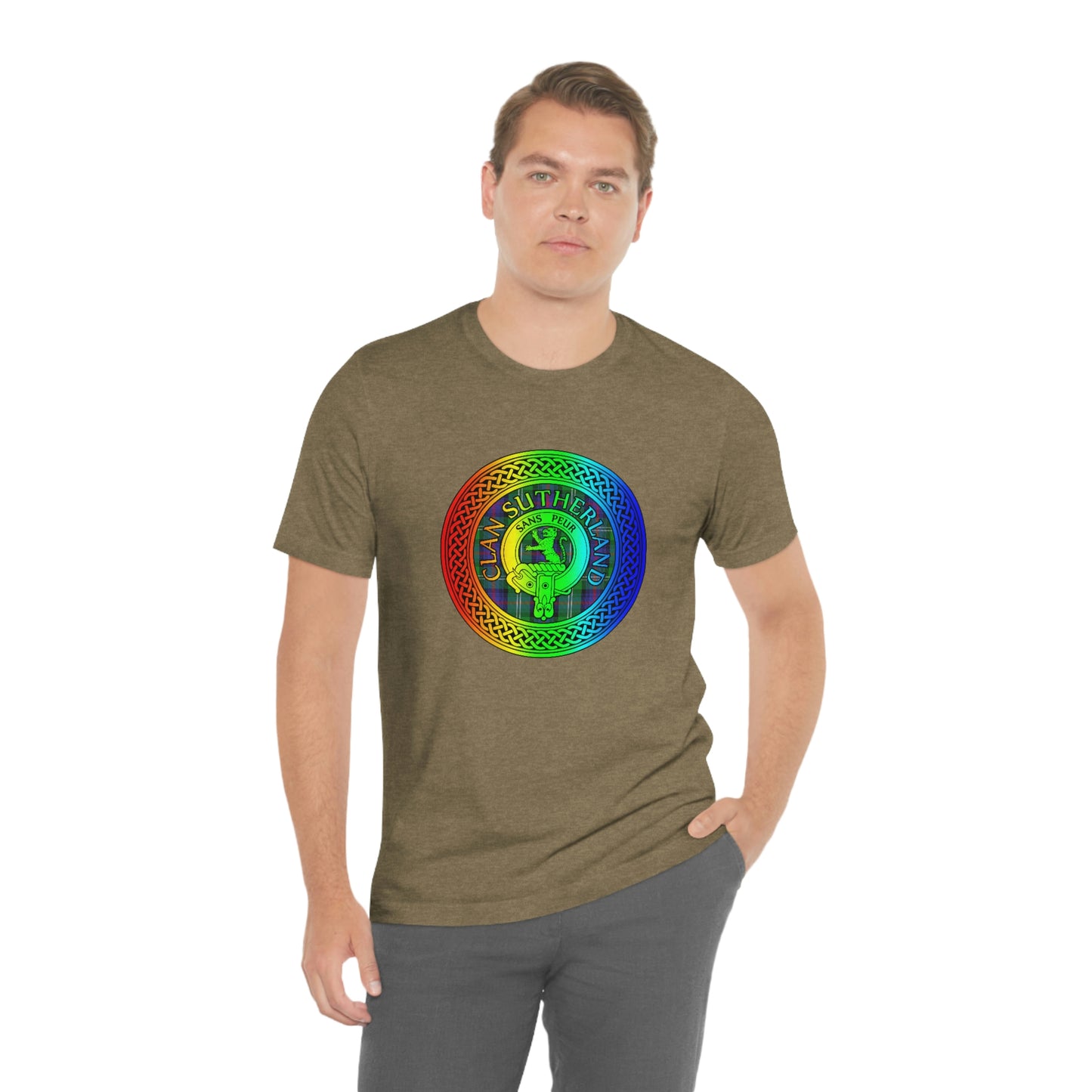 Clan Sutherland Rainbow Crest & Tartan Knot T-Shirt