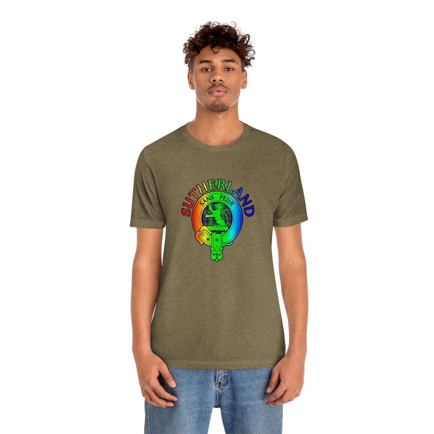 Clan Sutherland Rainbow Crest & Tartan T-Shirt