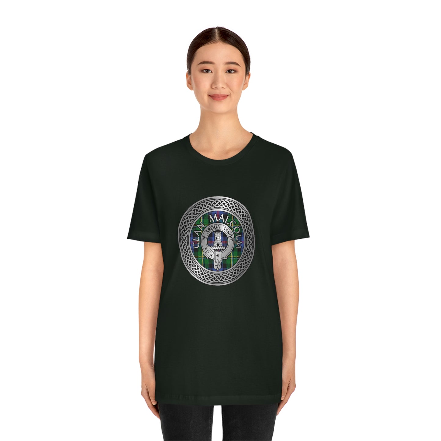 Clan Malcolm Crest & Tartan Knot T-Shirt