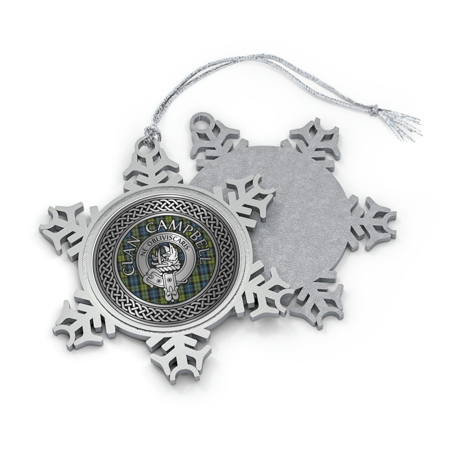 Clan Campbell Crest & Tartan Pewter Snowflake Ornament (AU/NZ Only)