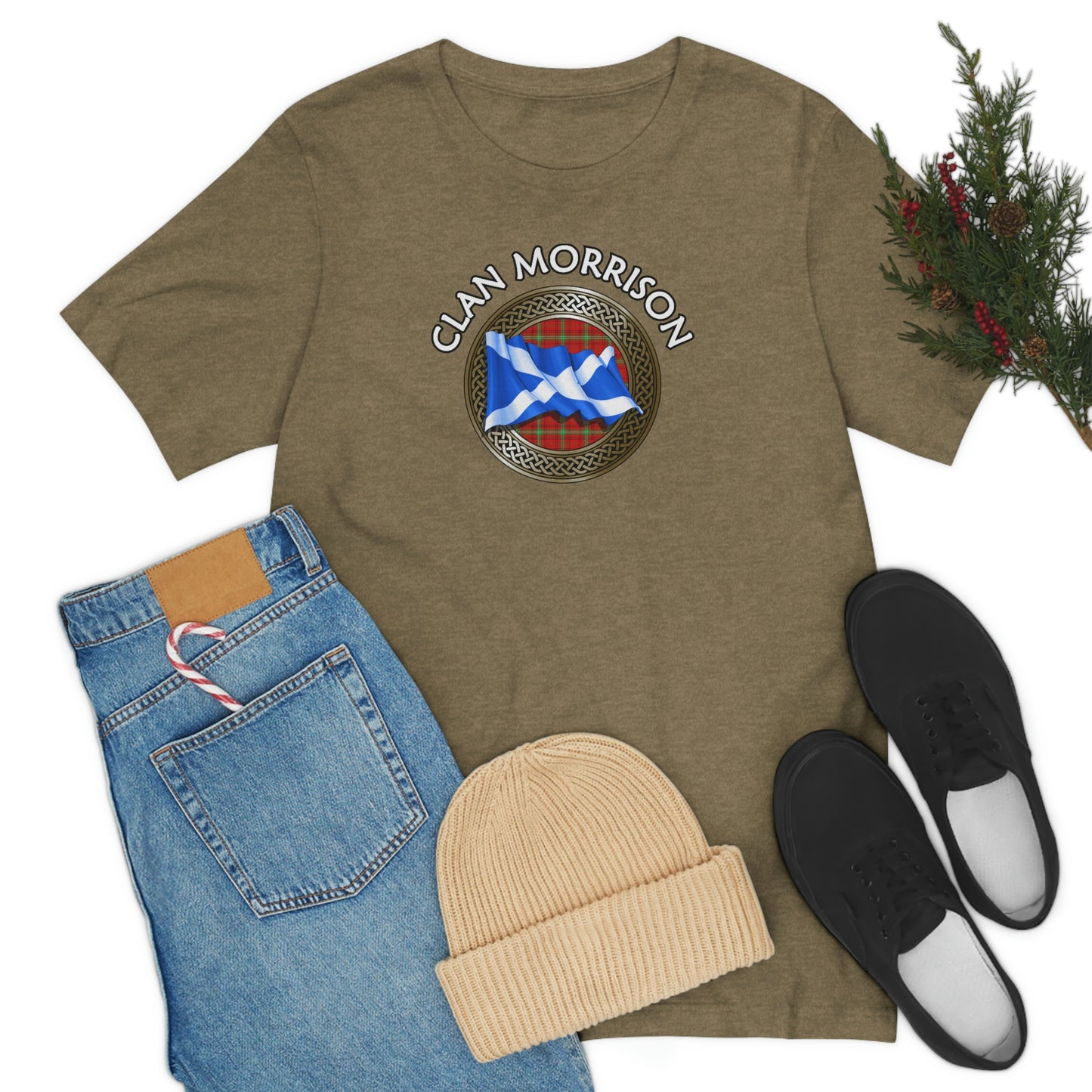 Clan Morrison Tartan Knot & Flag T-Shirt