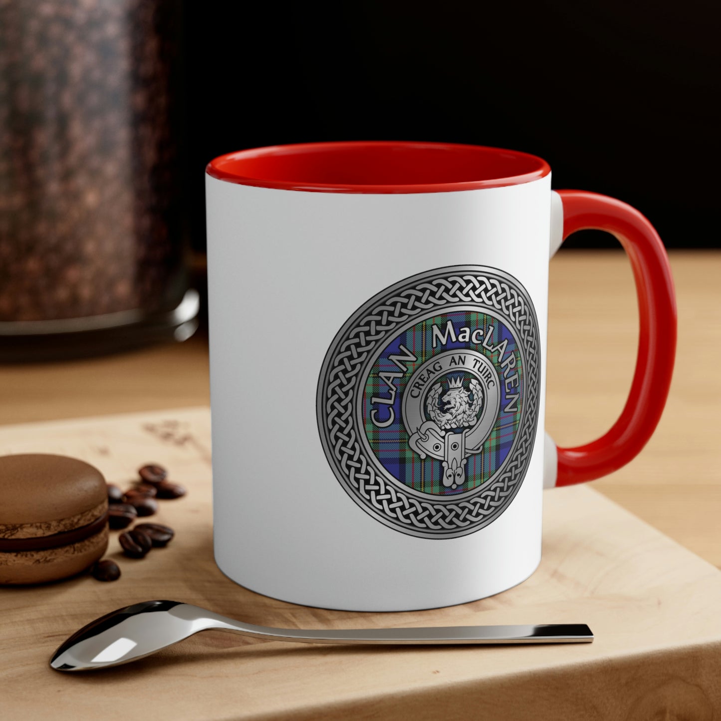 Clan MacLaren Crest & Tartan Accent Coffee Mug, 11oz