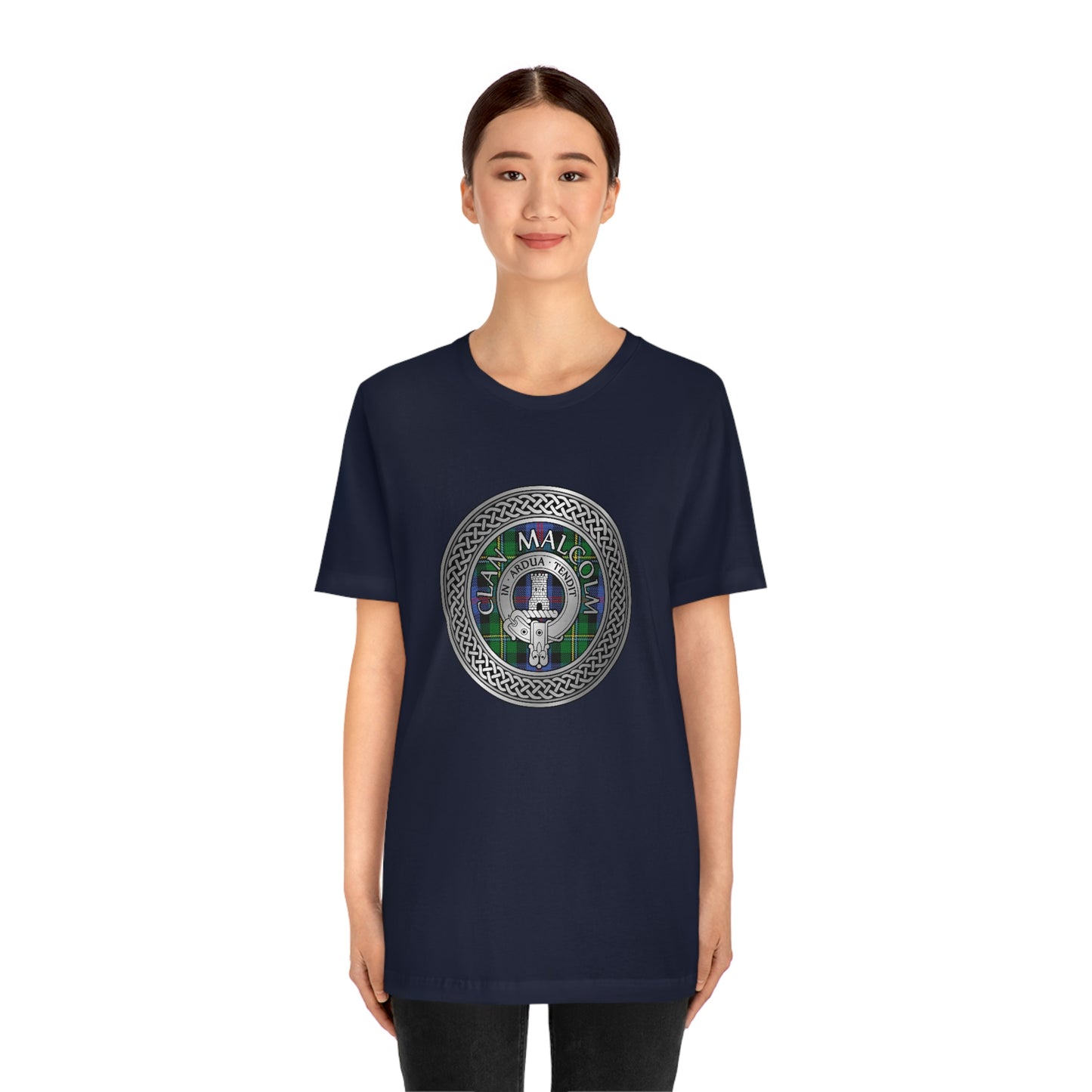 Clan Malcolm Crest & Tartan Knot T-Shirt