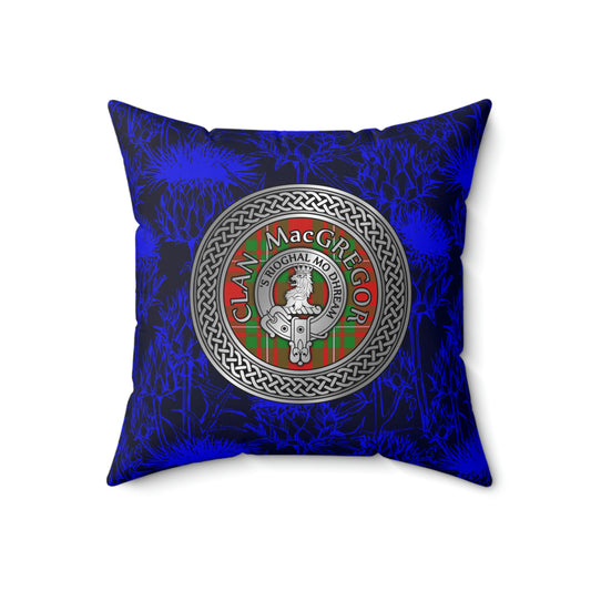 Clan MacGregor Crest & Tartan Knot Spun Polyester Square Pillow